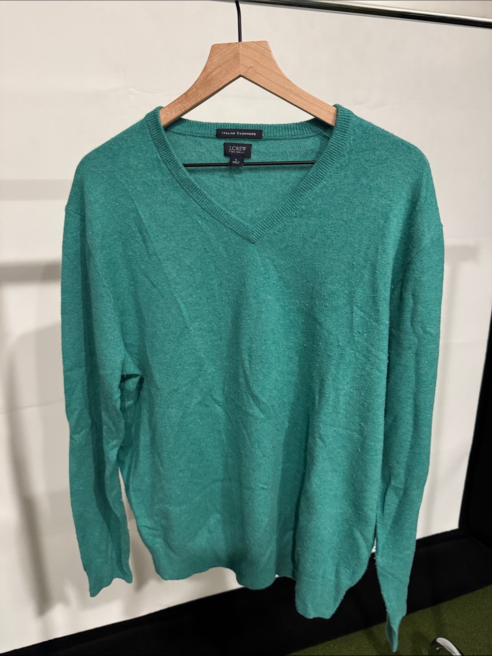 J. Crew Men’s V-Neck Sweater in Teal Green